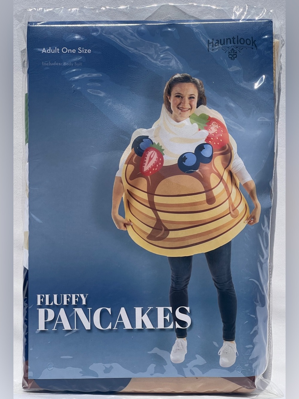 NOS Fluffy Pancakes Costume One Size Unisex Adult Body Suit Halloween Hauntlook
